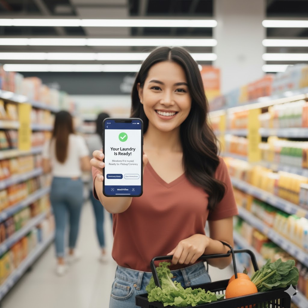 Customer receiving laundry ready notification